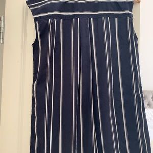 Cotton  navy dress with vertical white line